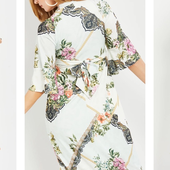 JESSICA SIMPSON FAUX WRAP KIMONO MATERNITY DRESS - Picture 4 of 4